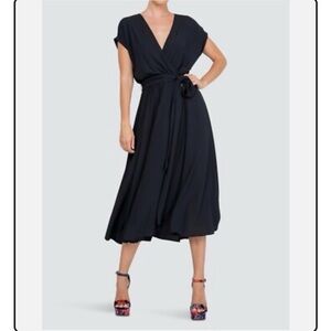 NWT- MEGHAN LA Jasmine Midi Dress, black, size XL